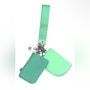 LULULEMON “Dual Pouch Wristlet” Green Key & Card Holder Set